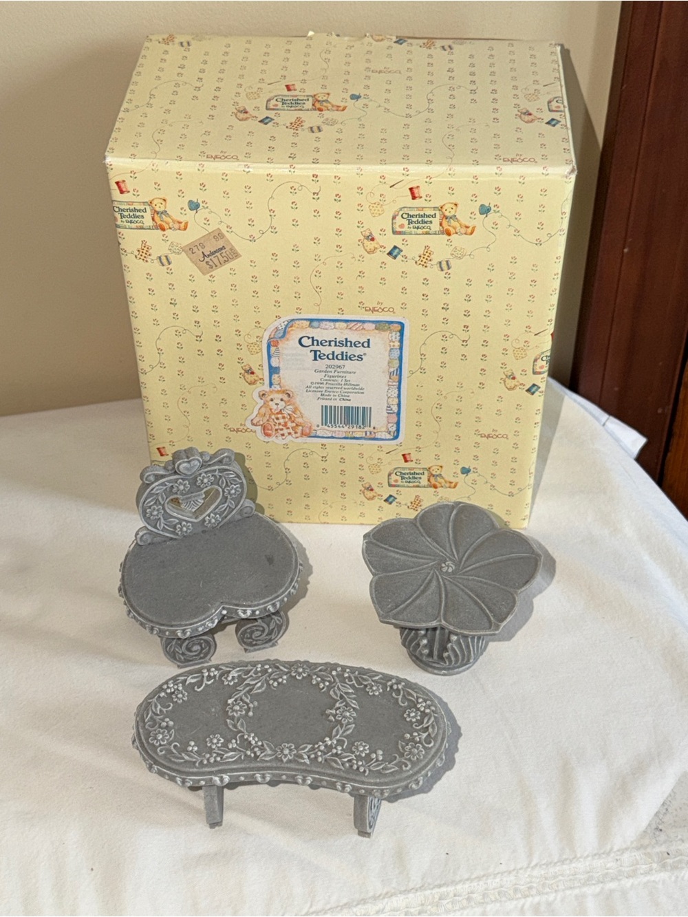 Vintage 1996 Cherished Teddies Garden Furniture Set 202967 NOS Box